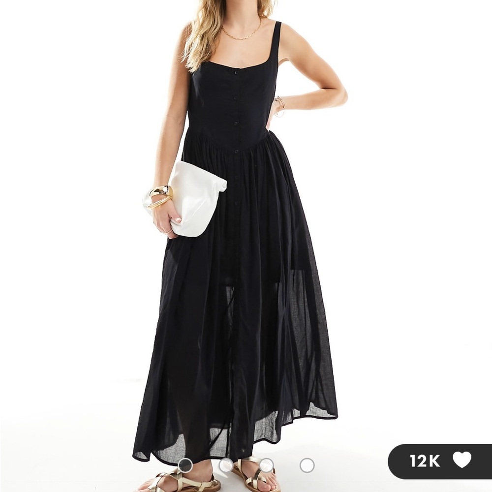 Sold - ASOS DESIGN voile picnic midi sundress in black